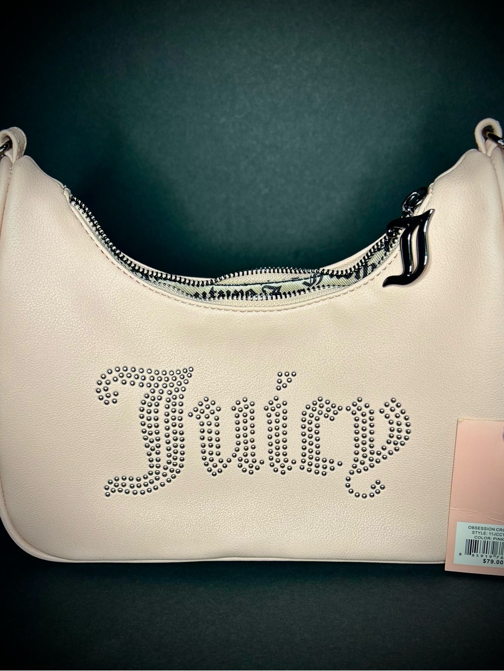 Juicy Couture Pale Pink Studded Logo Shoulder Bag